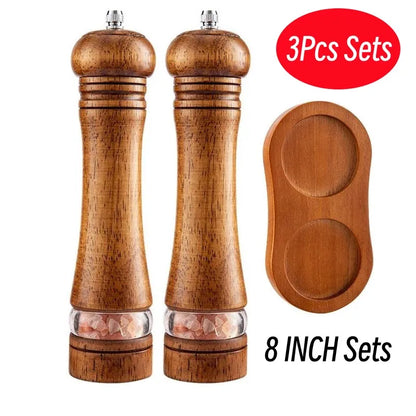 Wooden Pepper and Salt Grinder with Ceramic Grinding Cores