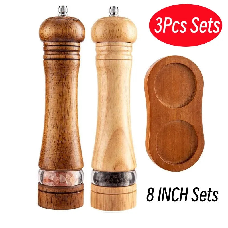 Wooden Pepper and Salt Grinder with Ceramic Grinding Cores